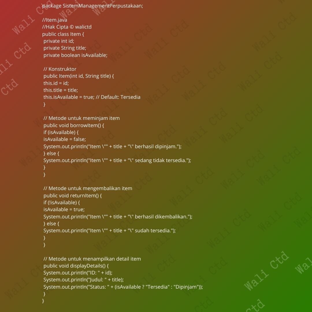 package laptopwalictd; public class Laptop { private String merek; private double harga; Konstruktor untuk menginisialisasi atribut public Laptop(String merek, double harga) { this.merek = merek; (17).jpg