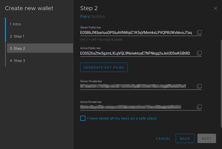 SimplEOS - Request new account - Step 2