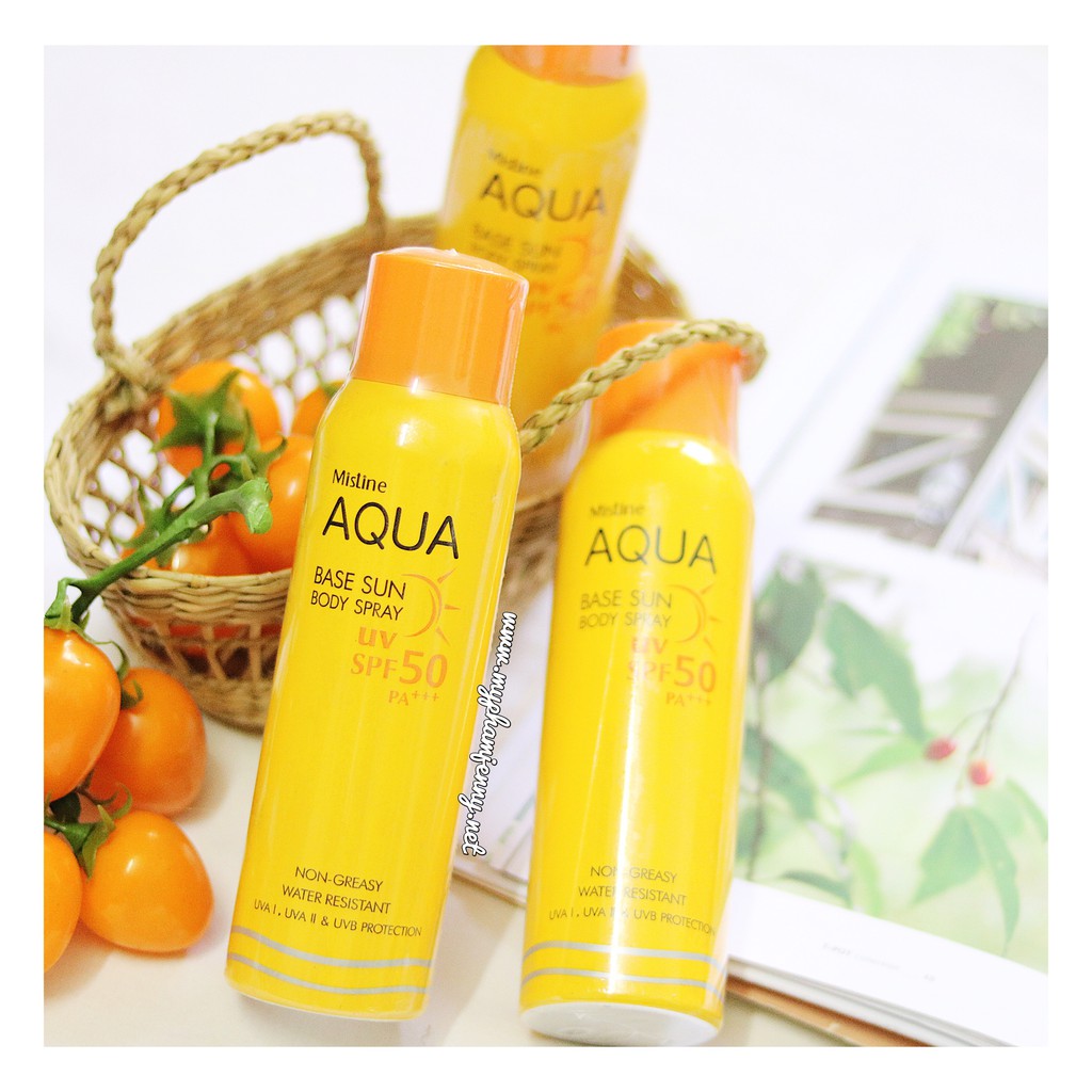 Kem chống nắng dạng xịt Aqua Base Sun Body Spray Mistine UV Spf 50 pa+++.jpg