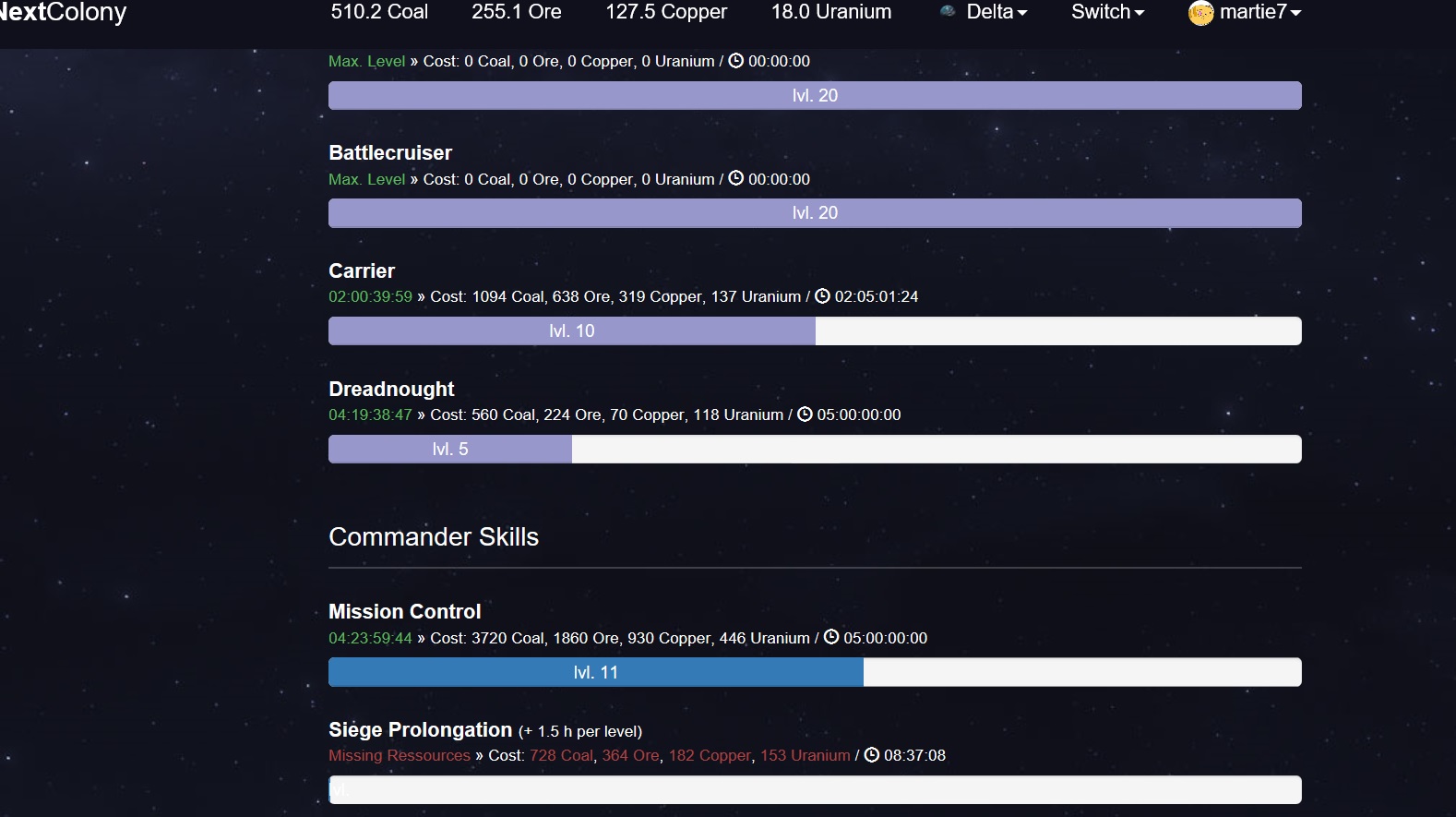 NextColony, корабли и Mission Control