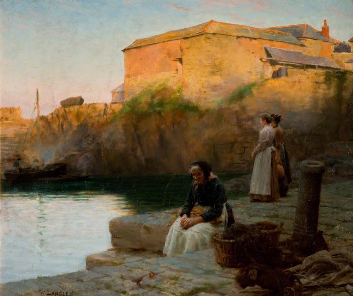 Walter_Langley_(1852-1922)_-_Evening_at_Coverack,_Cornwall_-_P5-76_-_The_New_Art_Gallery_Walsall en tamaño grande en tamaño grande.jpeg