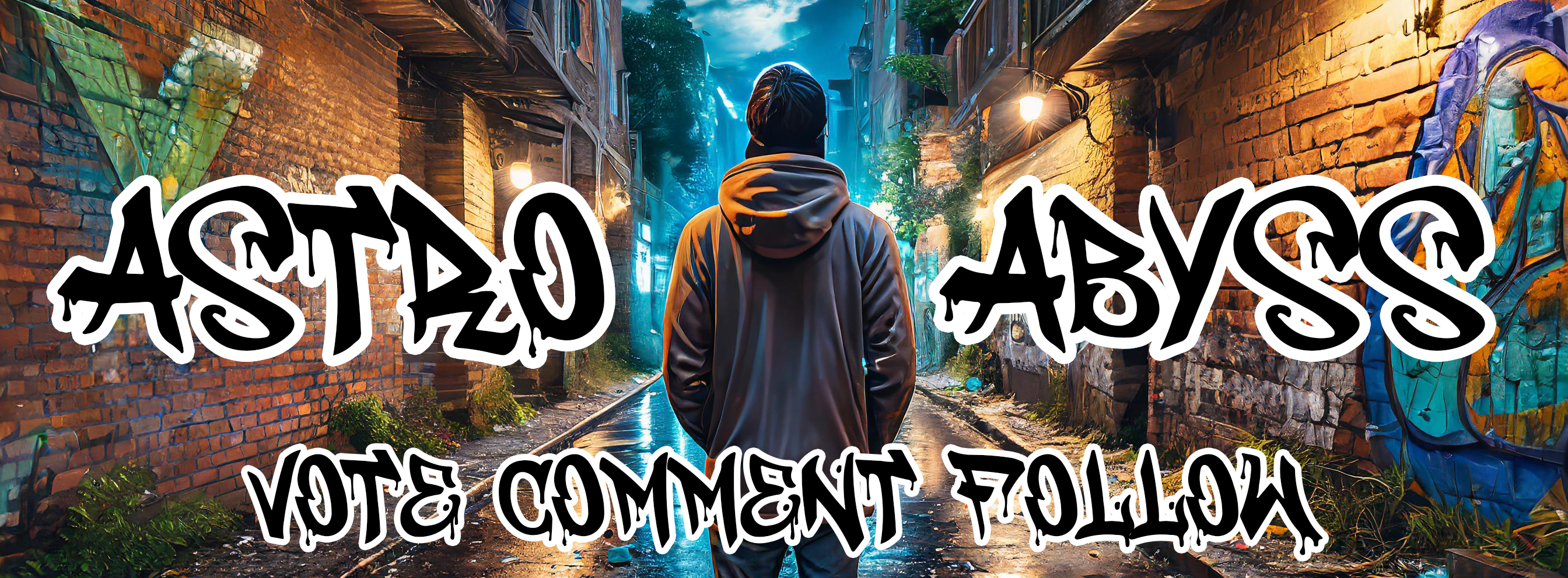 Firefly dirty garbage alley brick wall night time graffiti on wall man with mask standing in middle (2).png