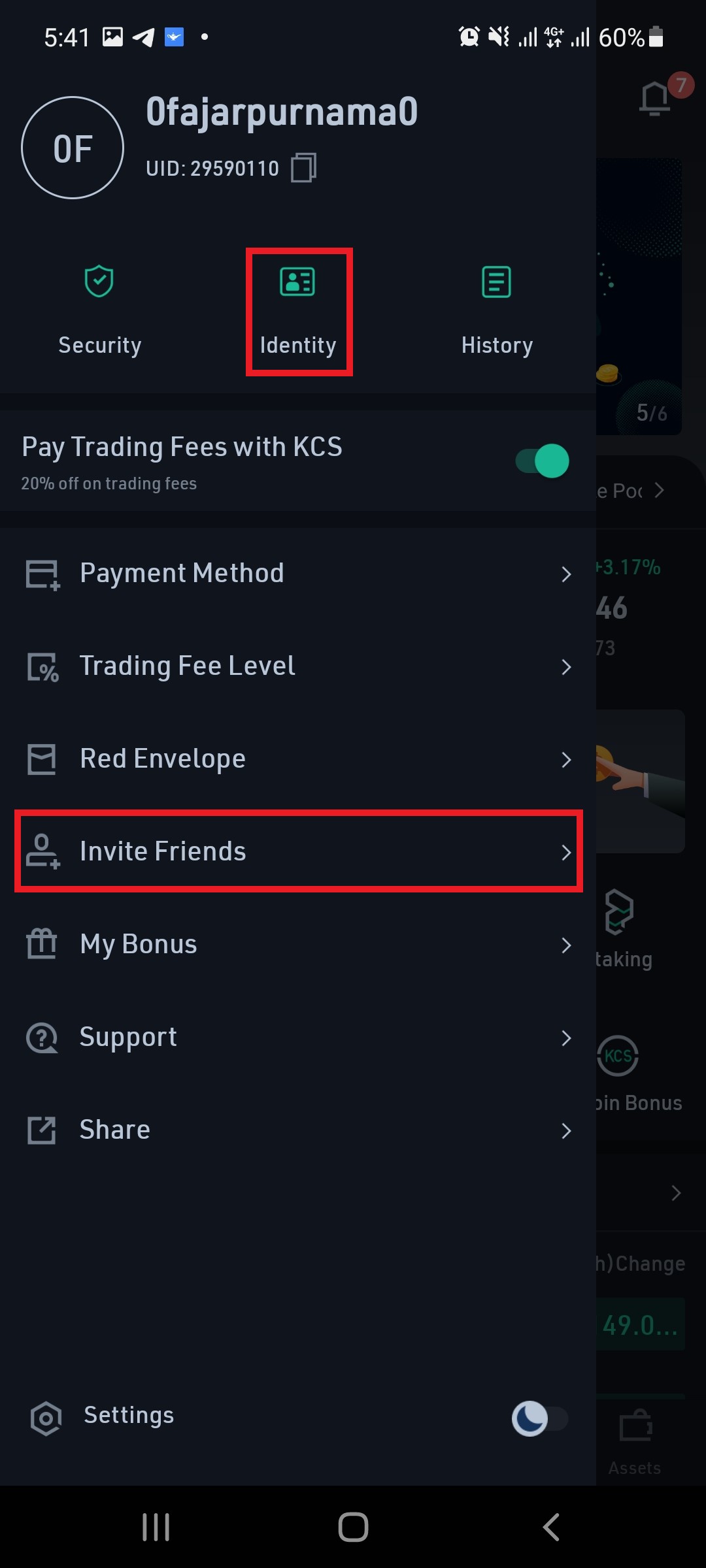 where is my kucoin referral link