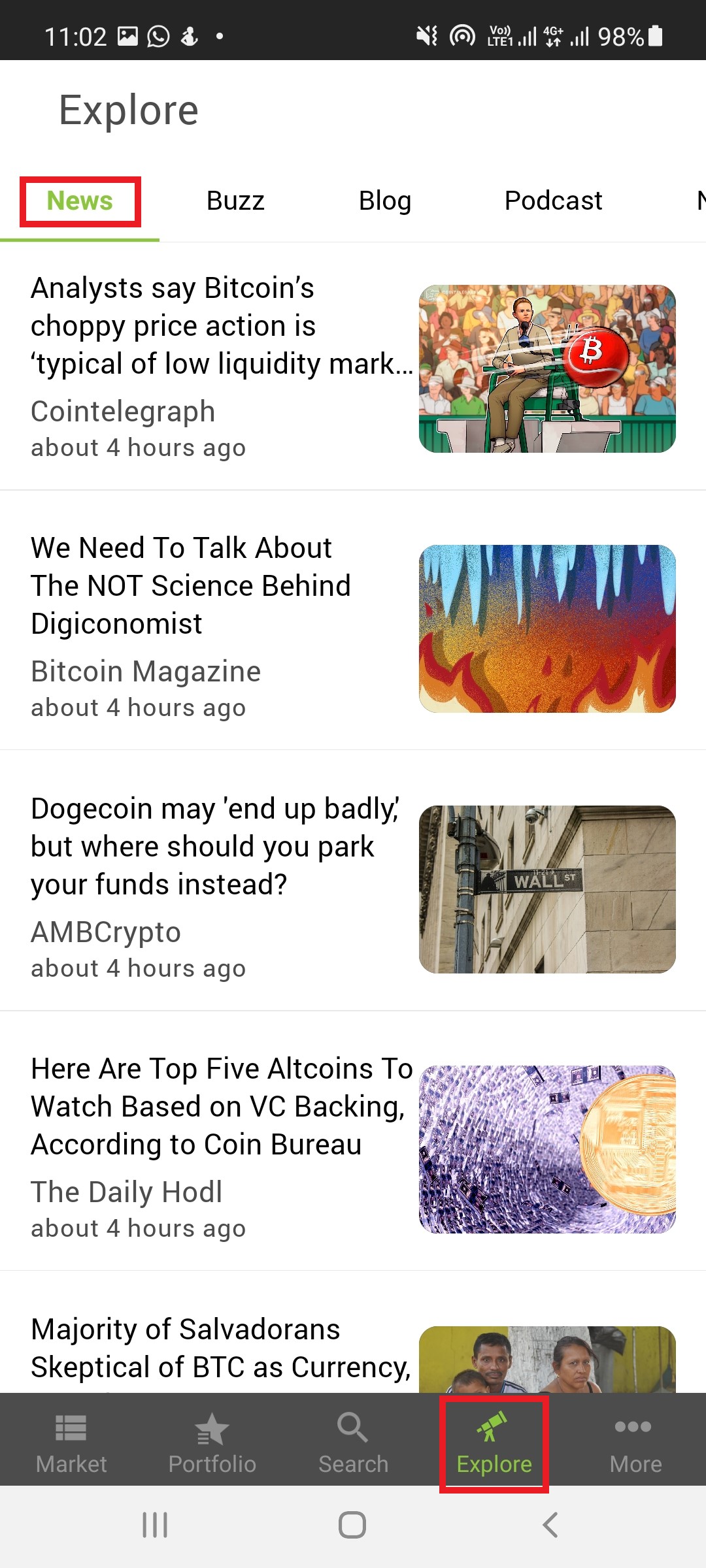 coingecko explore news