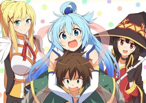 Download Welcome to the world of Adventure with the wittiest adventurers -  Kazuma, Aqua, Megumin and Darkness