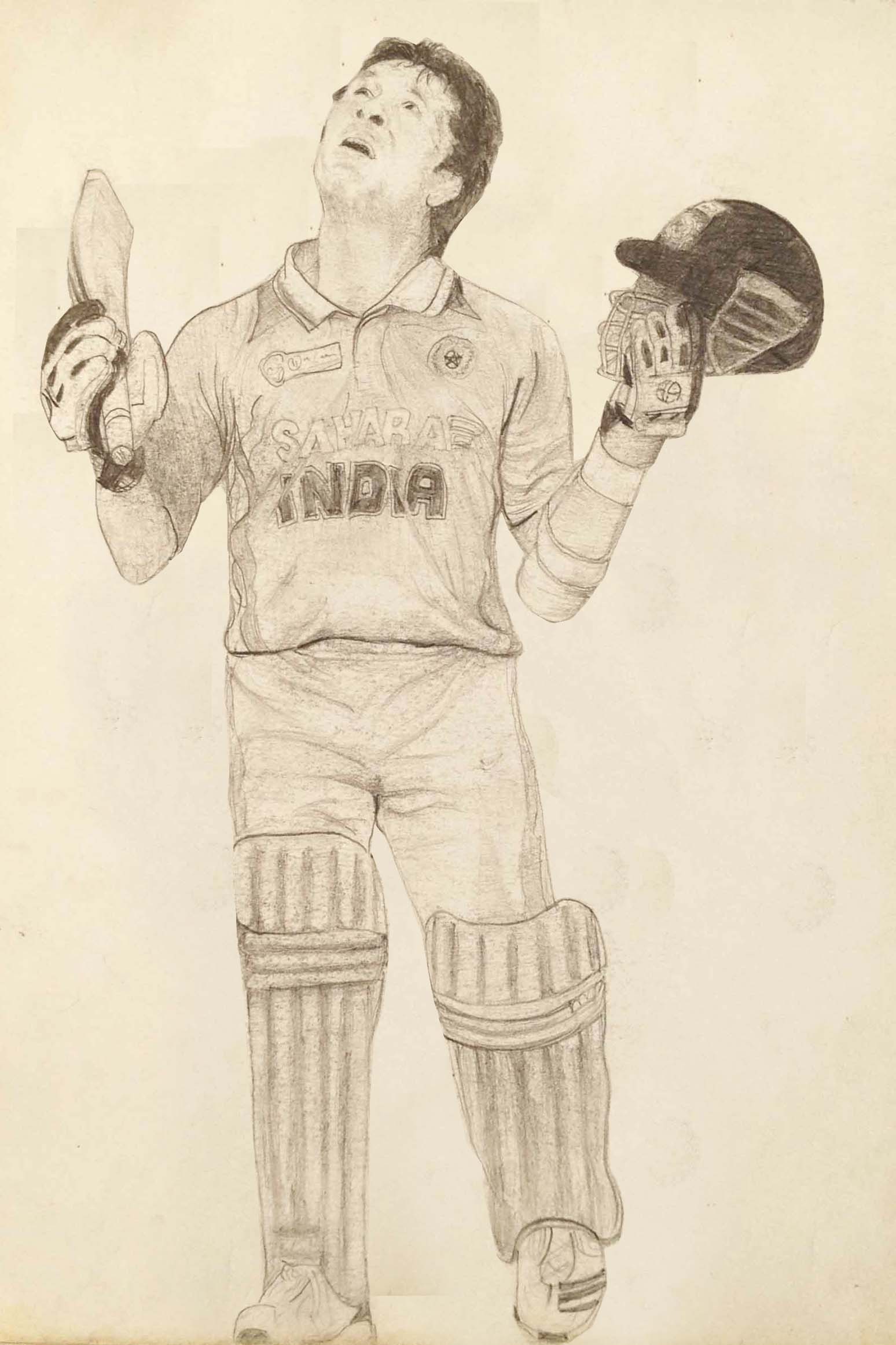 Artist Shubham Dogra - a quick Sketch of Sachin Tendulkar drawn by me :)  using black sketch colour only.. #HappyBirthdaySachin How's it guys? |  Facebook