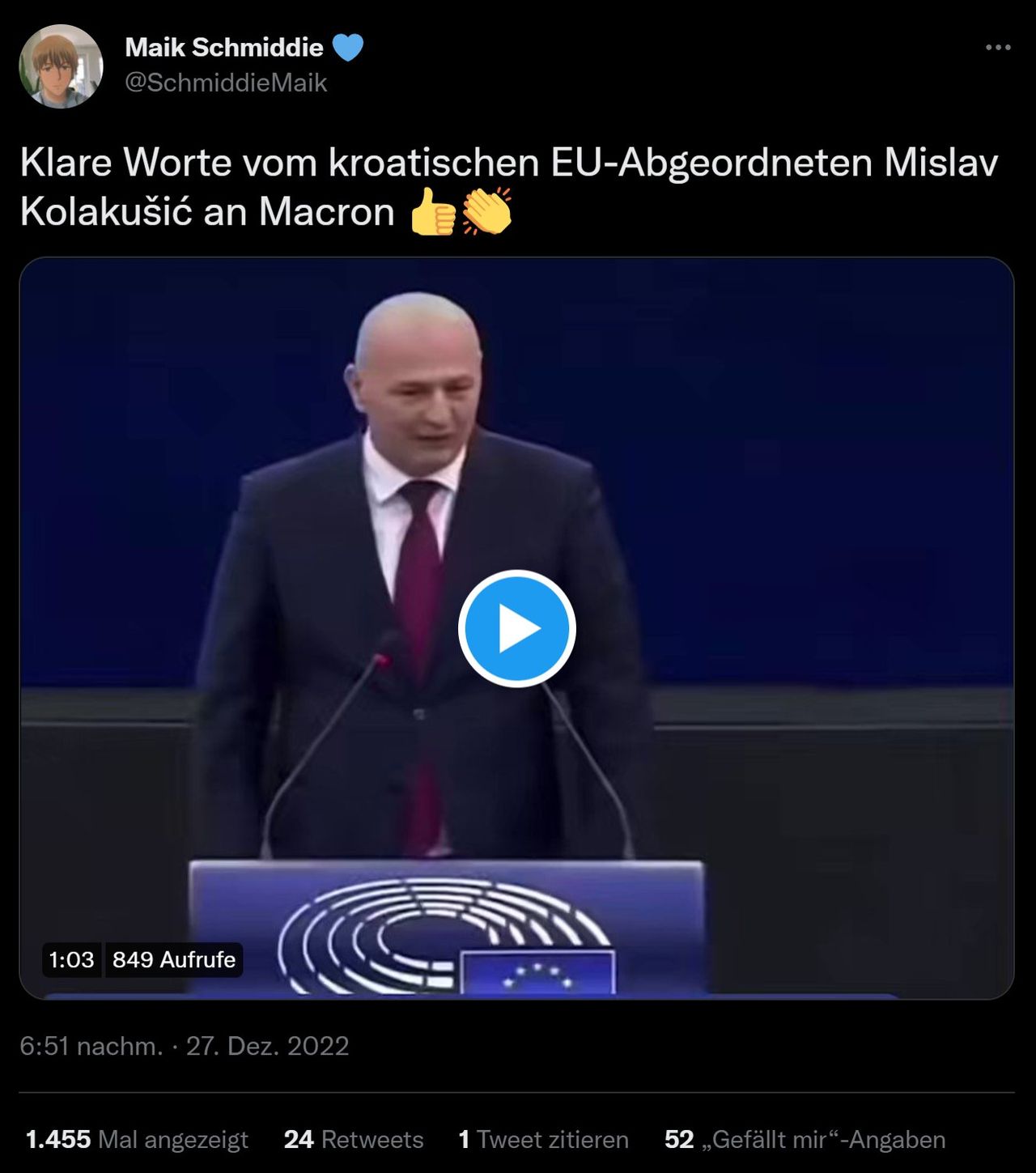 Klare Worte vom kroatischen EU-Abgeordneten Mislav Kolakusic an Macron.jpg
