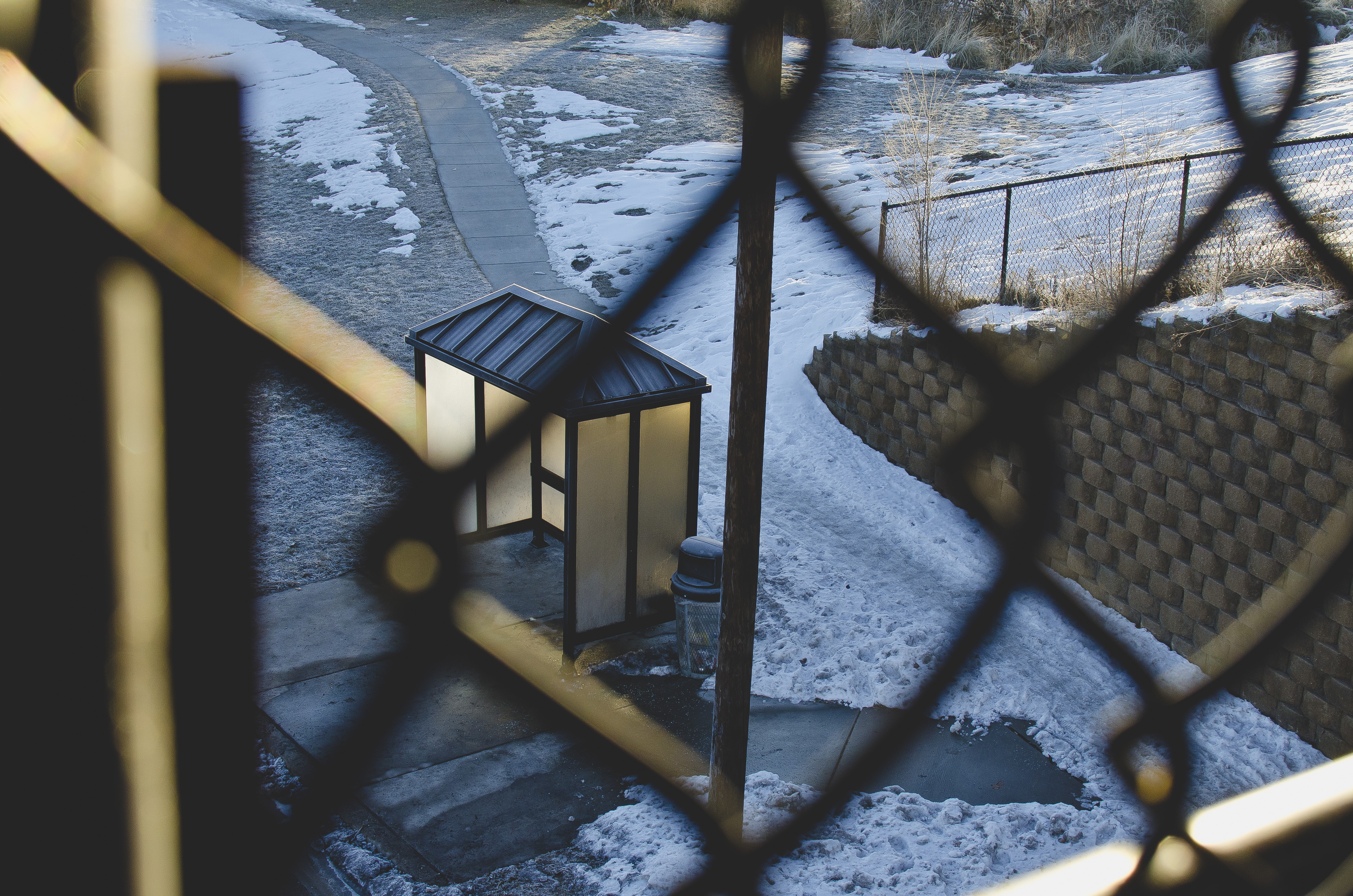 Looking down on the frozen bus stop.JPG