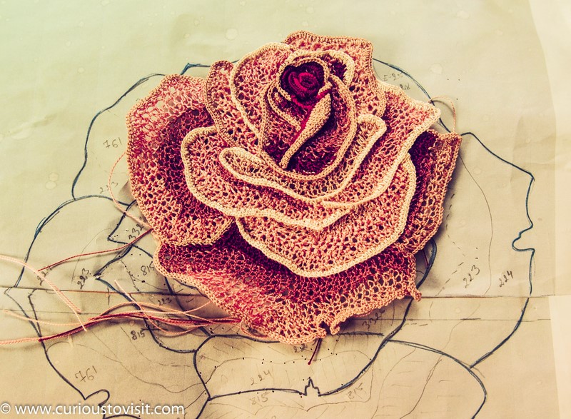 Irish Crochet rose work in progress