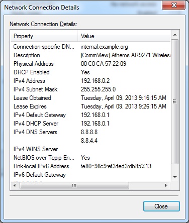 IP Address PC korban