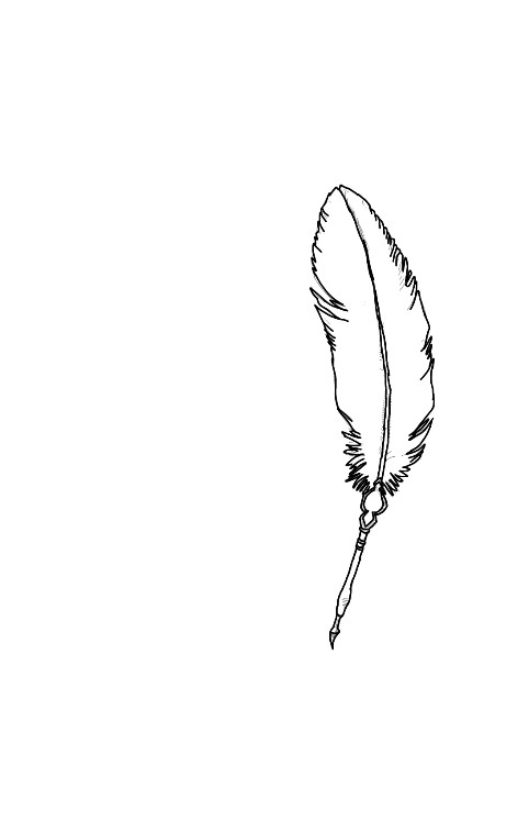 Inkpot and quil pen drawing