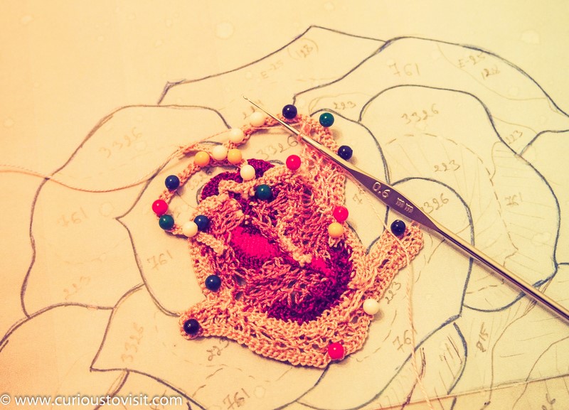 Irish Crochet rose work in progress