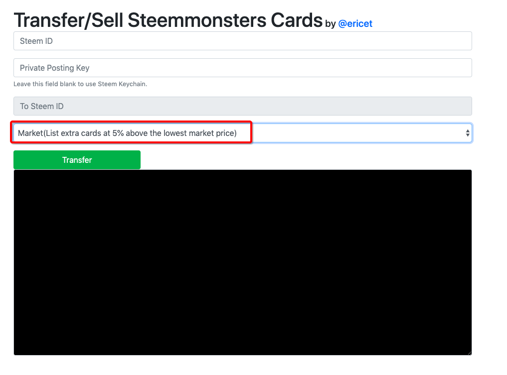 自动挂单出售Steemmonsters卡片小工具（可使用Steem Keychain）