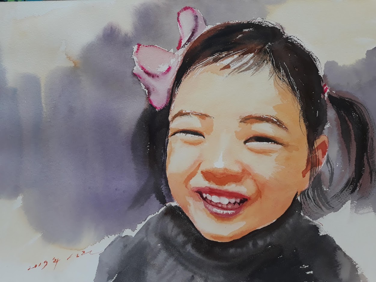 Watercolor step by step  how to paint portrait [video 2']