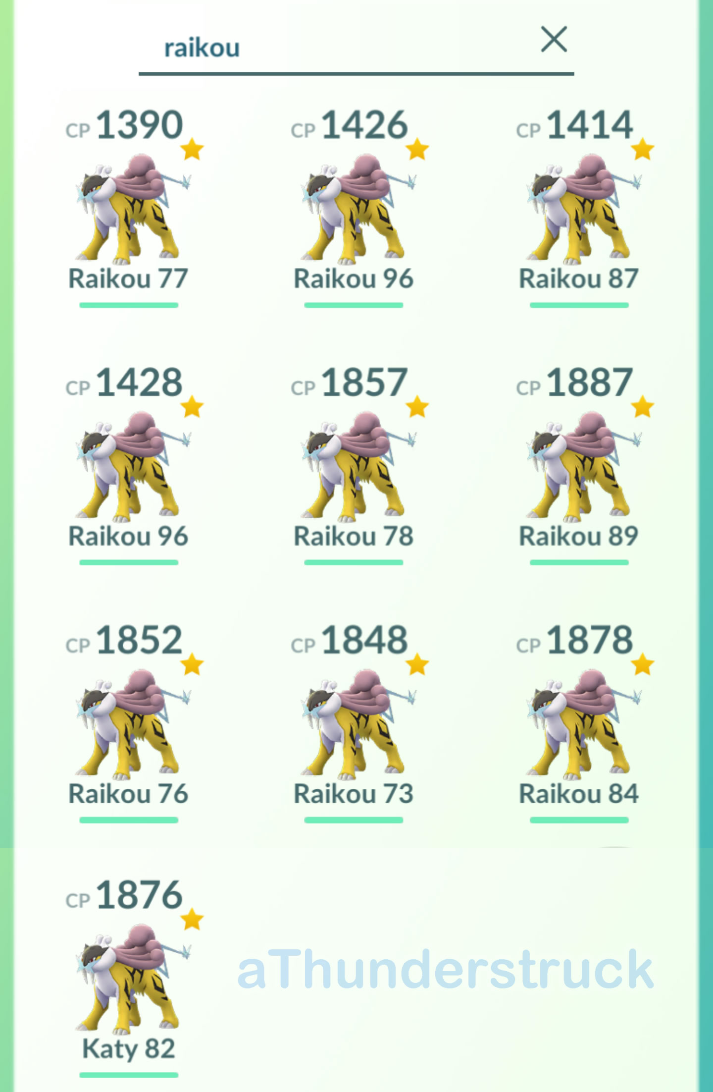 My recent Pokemon Go activities: Raikou, Raichu, Mewtwo. — Steemit