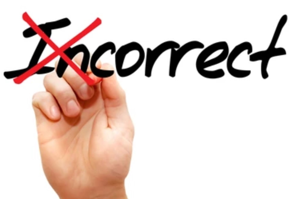 Incorrect words