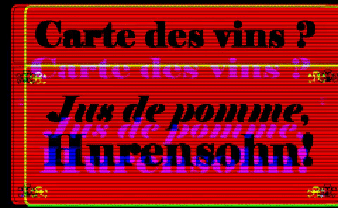 Carte des vins Jus de pomme, Hurensohn Rot Blau Gelb Gif @pizzaboy77 giphy rumble Bad TV.gif