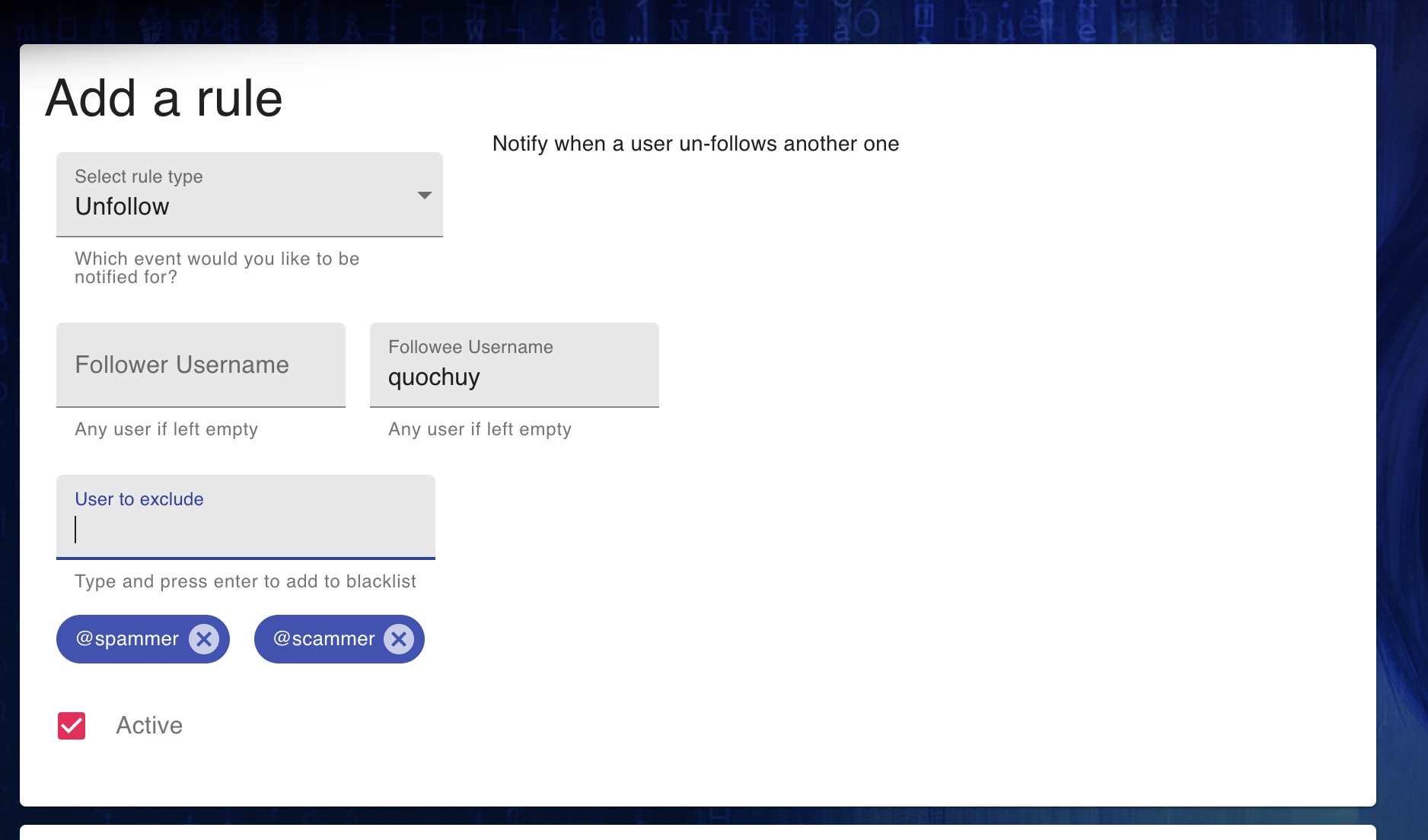 GINAbot - Unfollow form