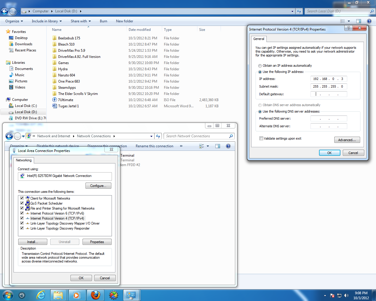 Konfigurasi jaringan pada Windows 7