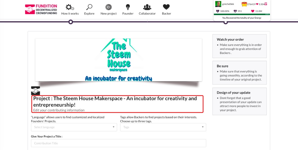 How to Create a Project on Fundition.io and Receive Donations!