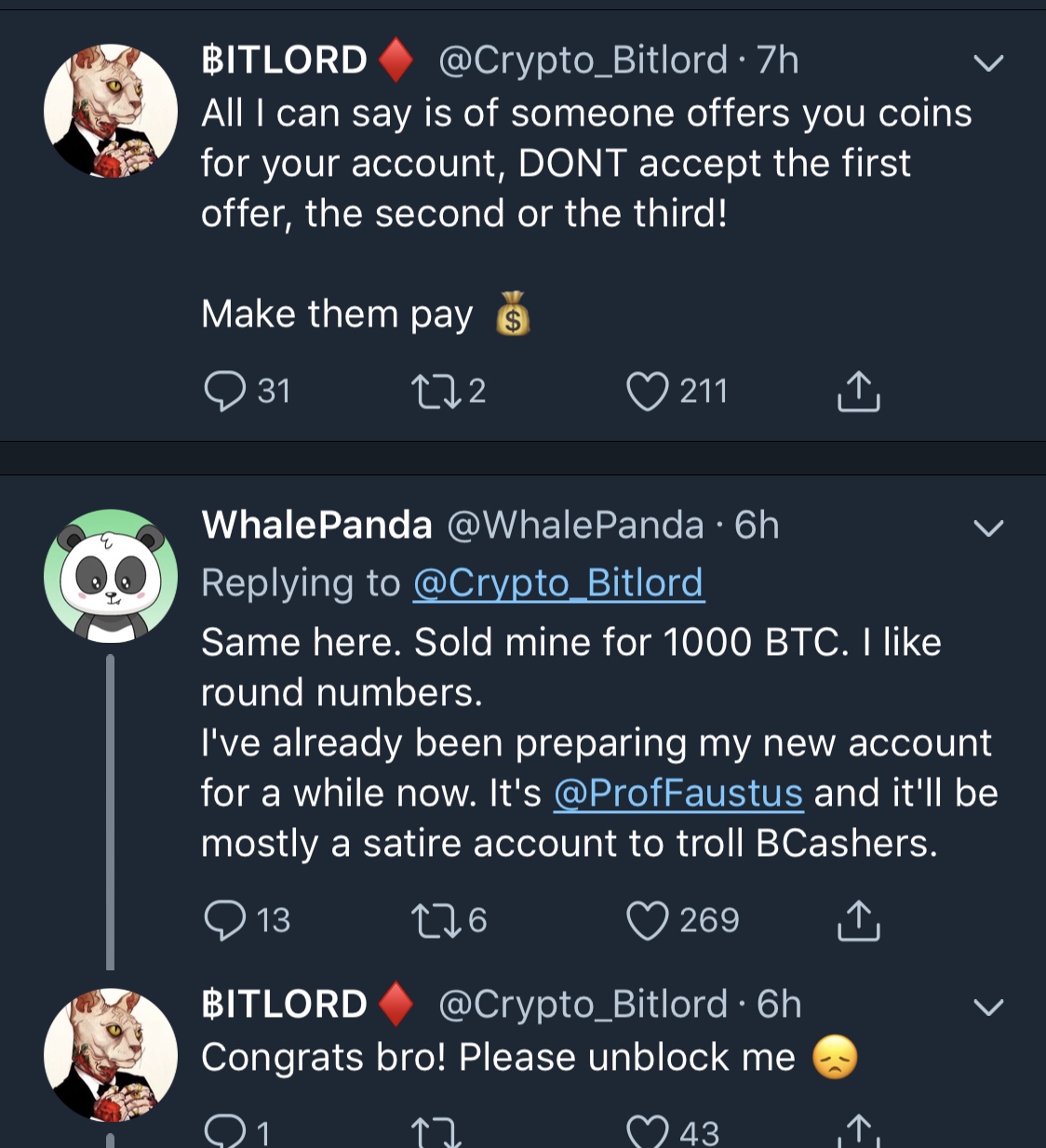 Accounts are being sold on twitter for serious amounts of bitcoin — Steemit