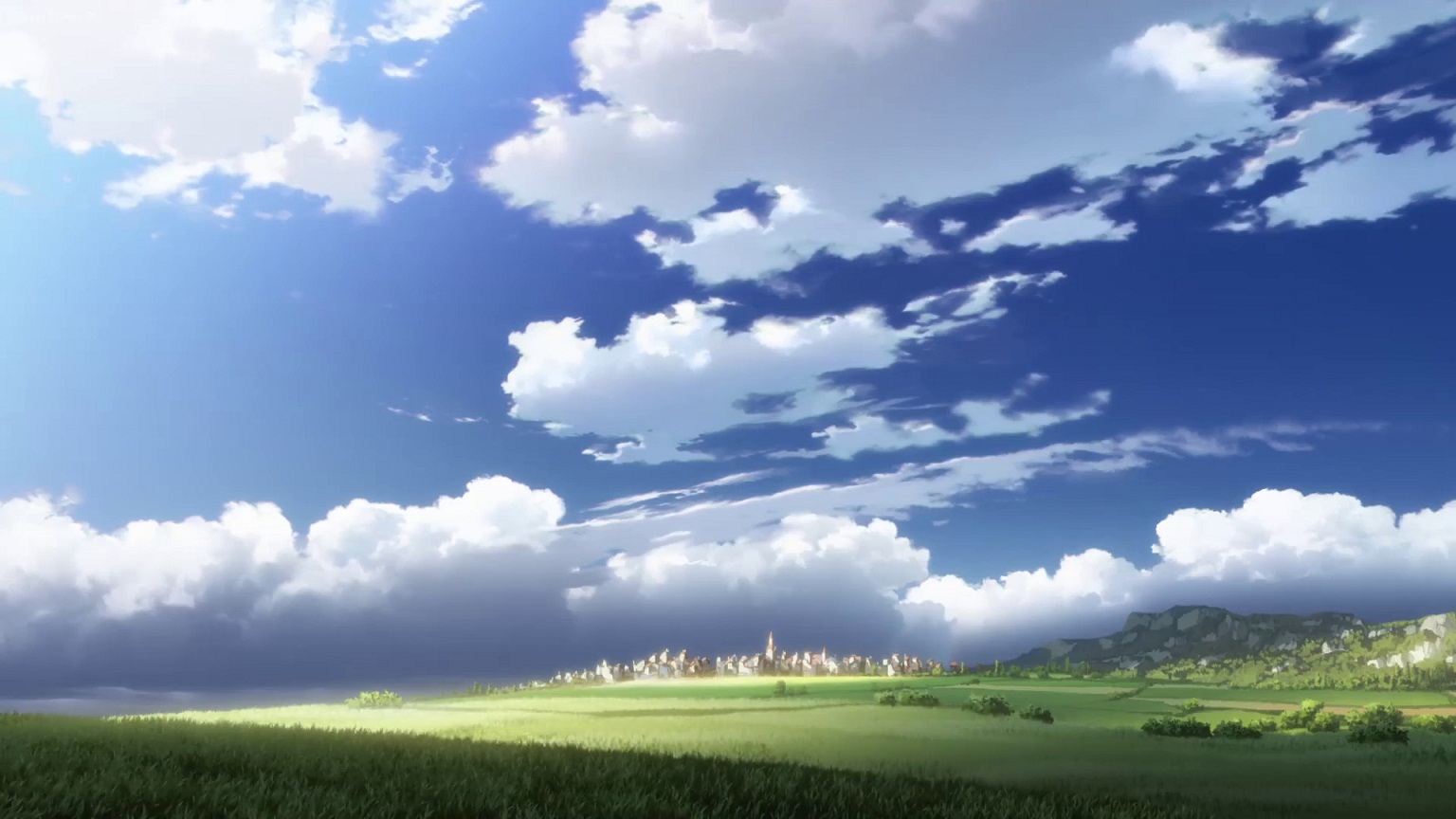 Premium AI Image | Anime scenery of a field with a tree and a cloud  generative ai