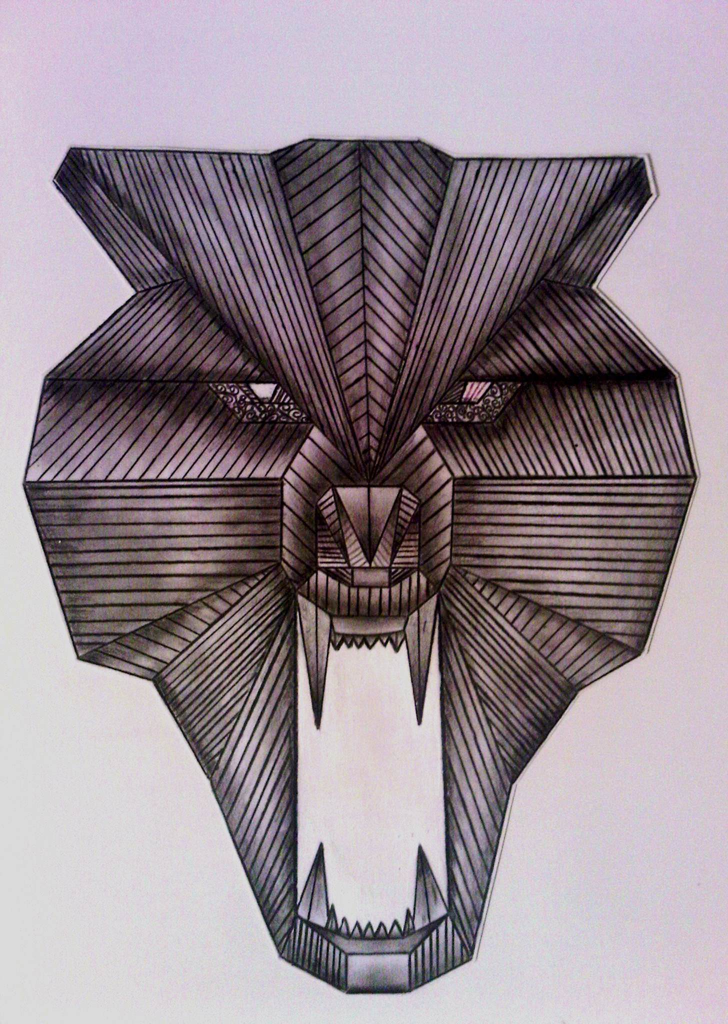 Dibujo a mano de un rostro de un lobo con figuras geométricas !! — Steemit