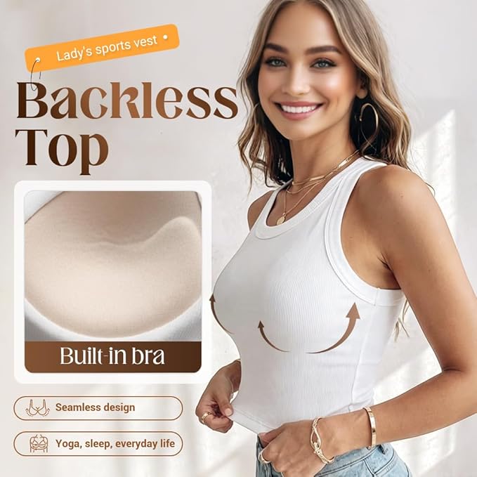 Tank Tops with Built in Bra, Sleeveless Shirts Fitted Summer Casual Top for Women, Fashion Summer.jpg