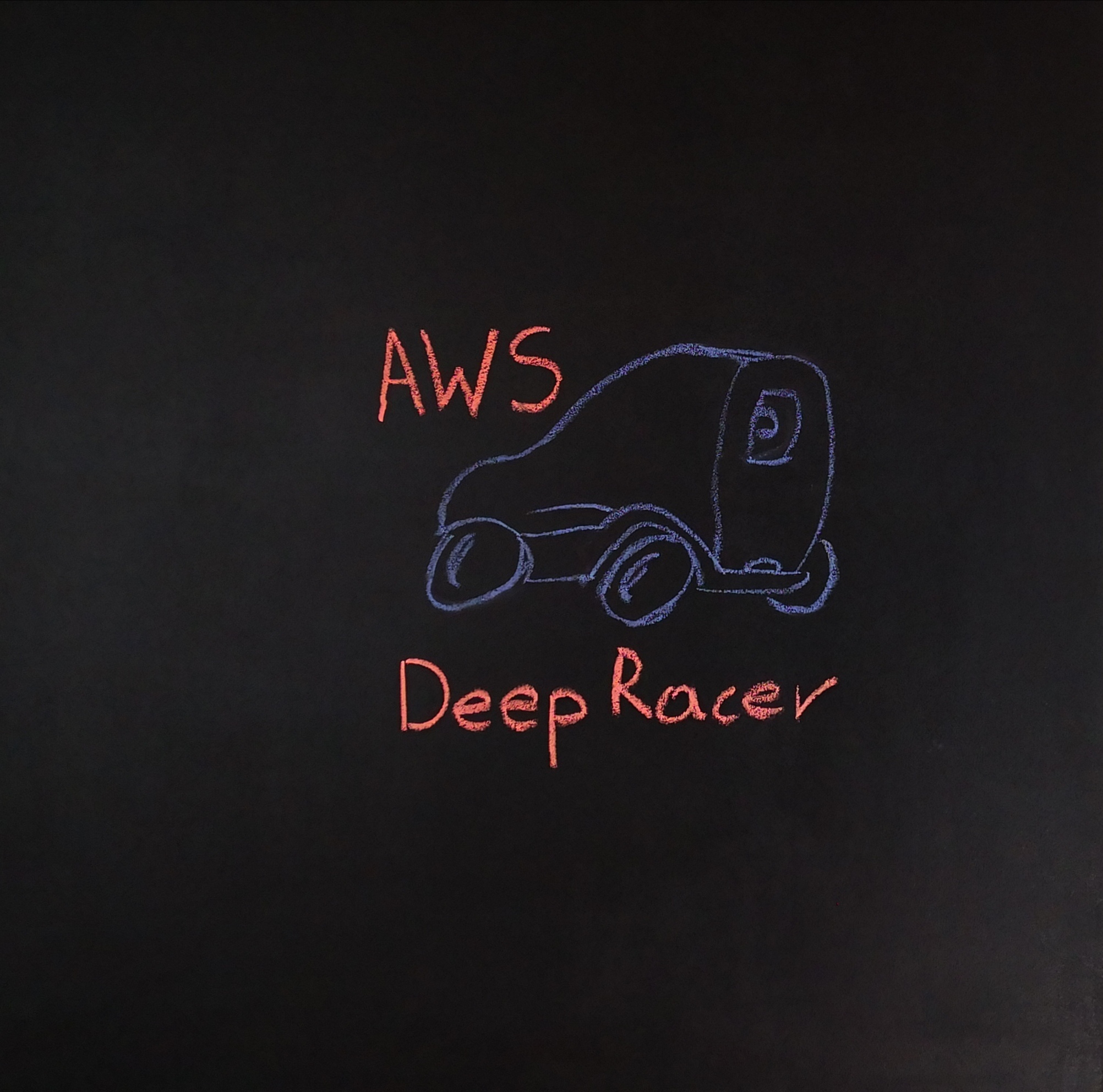 AWS DeepRacer drawn on a blackboard