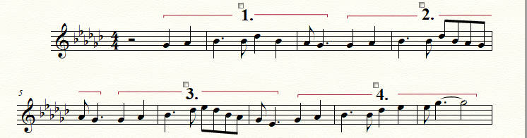 Basic melody for LIWTBC, melodic variations.png