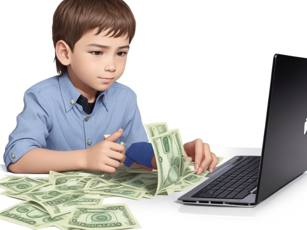 DreamShaper_v7_money_with_laptop_and_boy_2.jpg