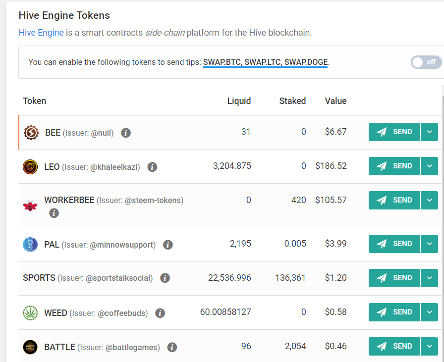 Selling "Leftover" hive-engine tokens