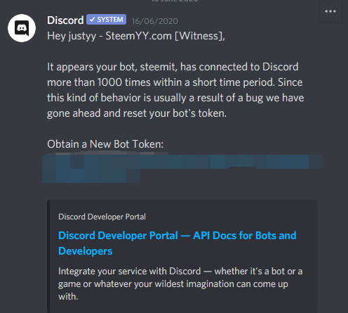 Reseting the Token of the SteemIt Discord Bot