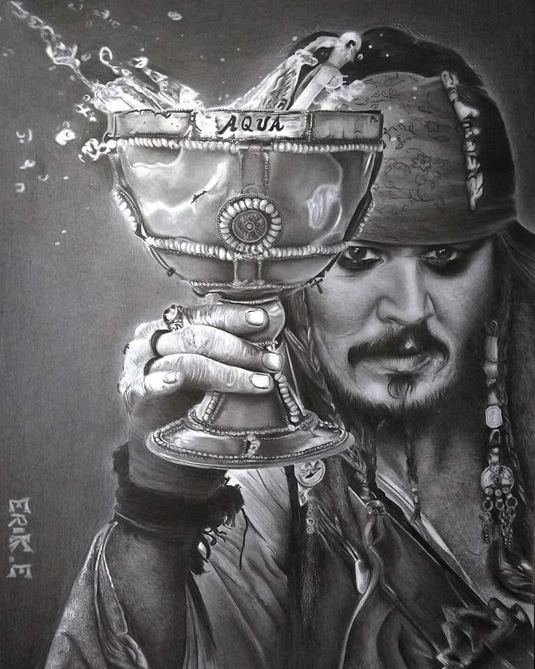 Heather Rooney Art — Colored pencil drawing of Captain Jack Sparrow