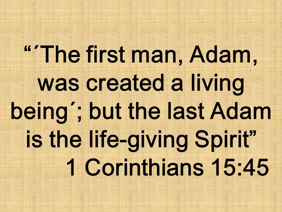 The true nature of Jesus. The first man, Adam, was created a living being; but the last Adam is the life-giving Spirit. 1 Corinthians 15,45.jpg