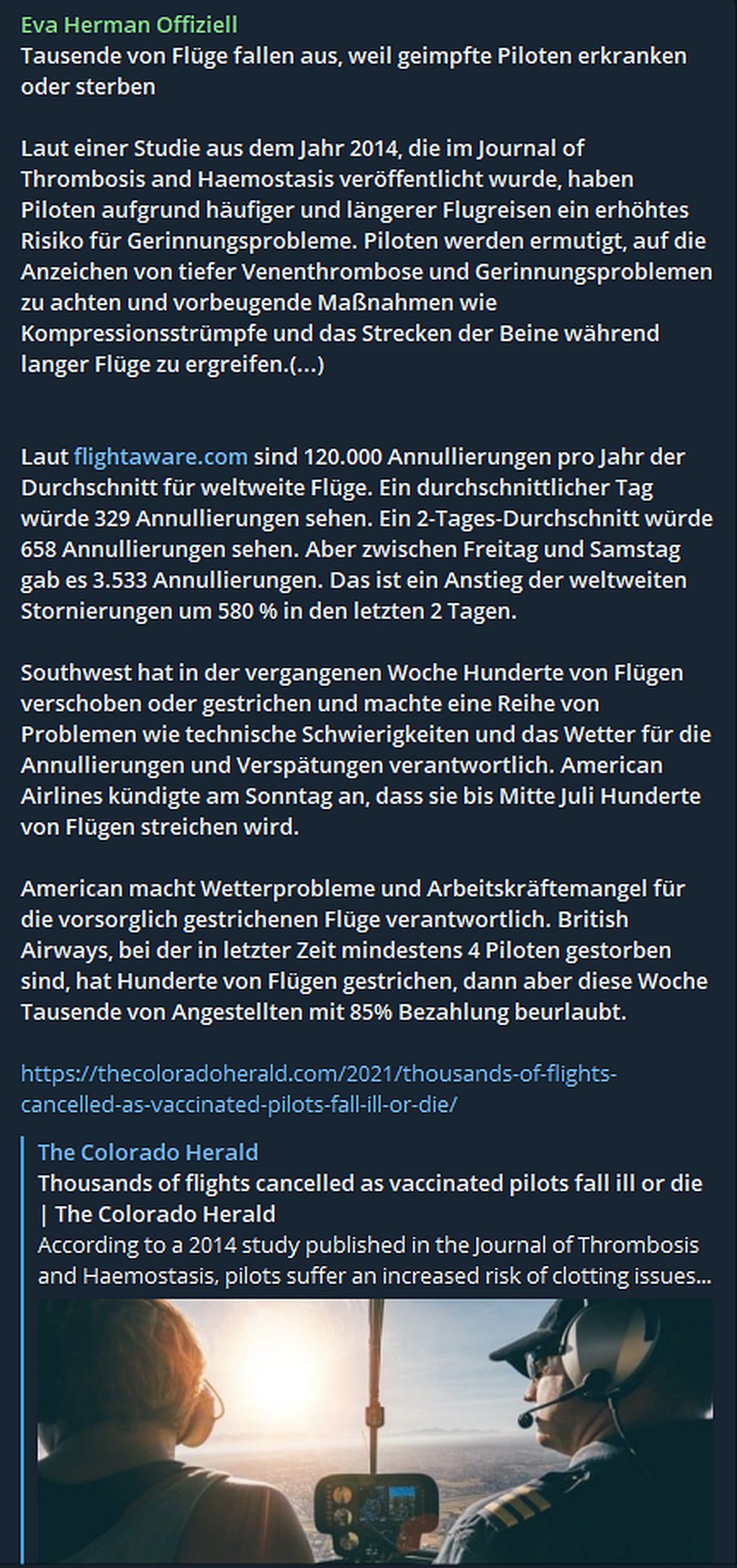 Tausende von Flüge fallen aus, weil geimpfte Piloten erkranken oder sterben.jpg