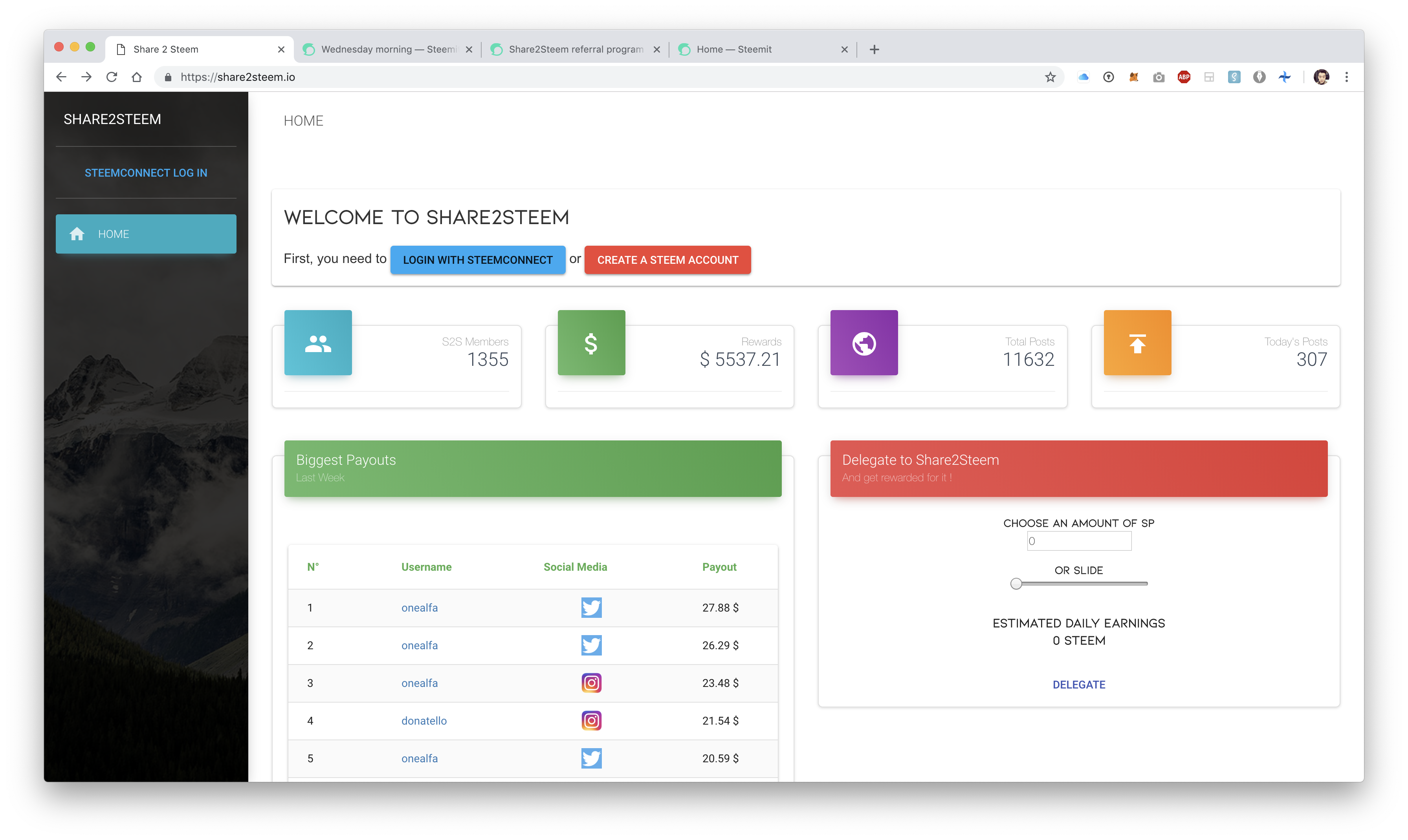 쉐어 투 스팀 (Share2Steem) / 타 SNS의 포스팅을 스팀잇에 자동으로 공유하고 보상 받자