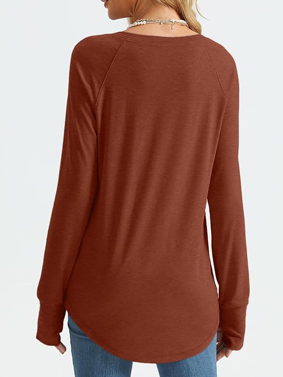2 Womens Long Sleeve Shirts Crew Neck Casual Tshirts Loose Fit Tops Basic Solid Pullover,Lightweight Underscrub Tee,.jpg