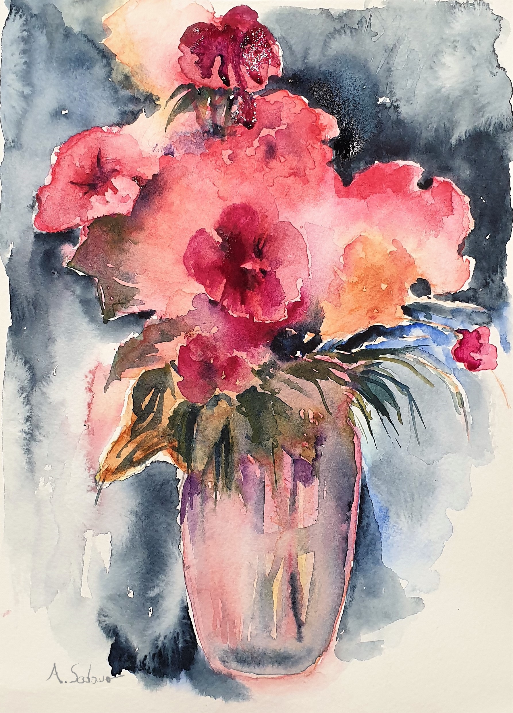 Fiori Watercolor.Inventing Flowers Watercolor 5 Steps Video Inventando
