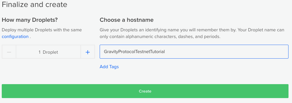 Finalize and create droplet @iamredbar
