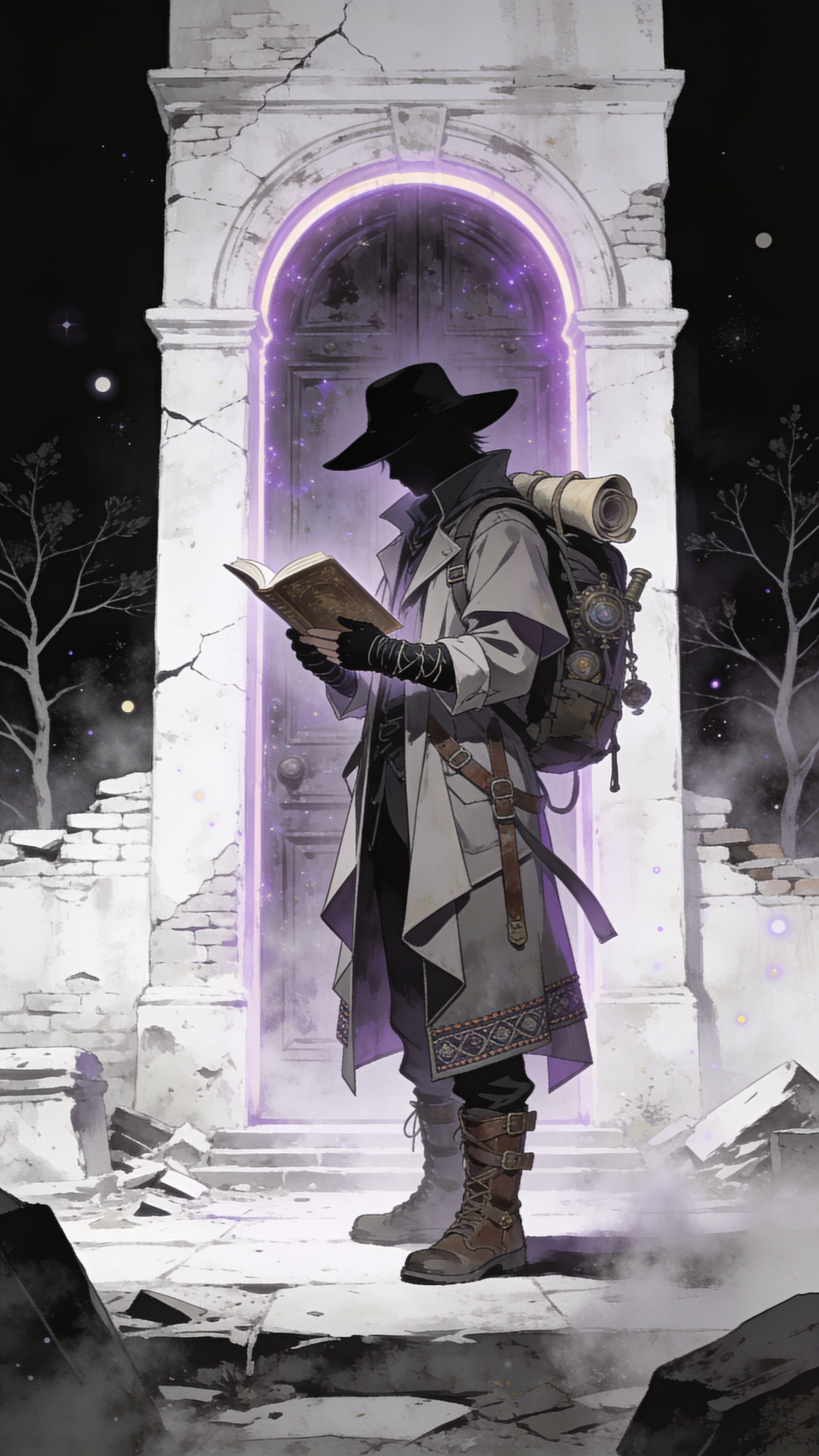 seedream-4.5_A_lone_wandering_scholar_silently_reads_an_ancient_book_before_an_immense_weathe-0.jpg