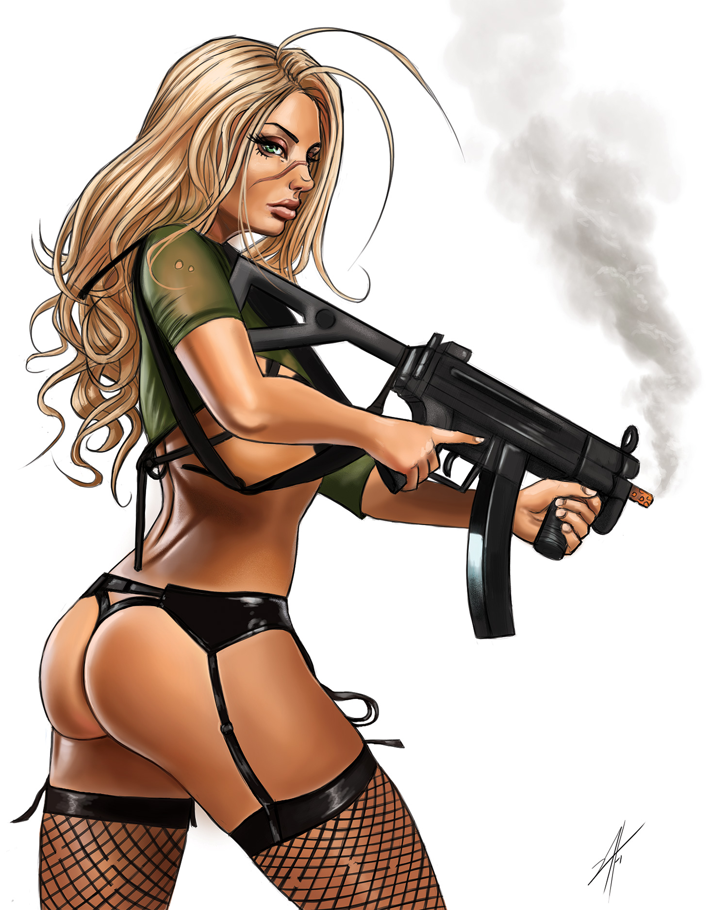Рисованные девушки с оружием