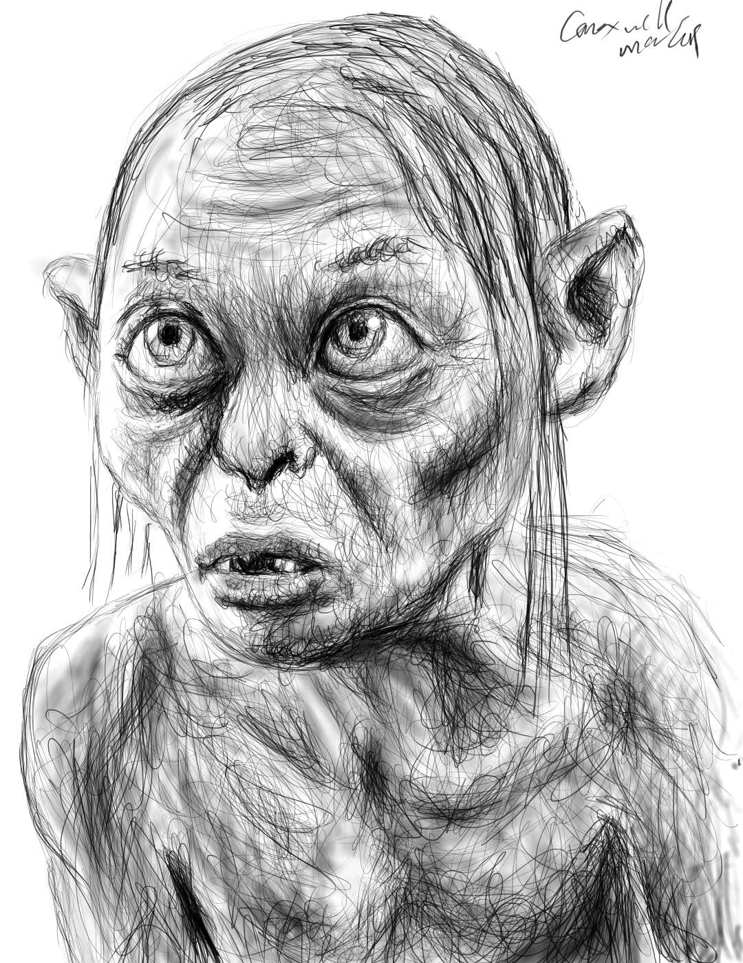 gollum with ring drawing