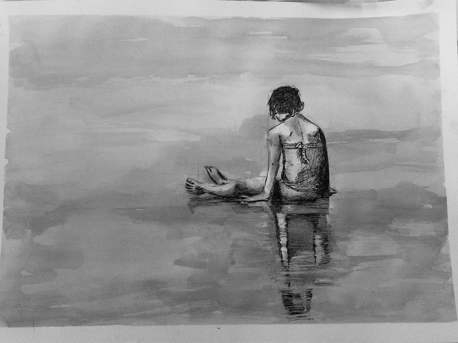 Niña en la orilla_lápiz y plumilla.jpg