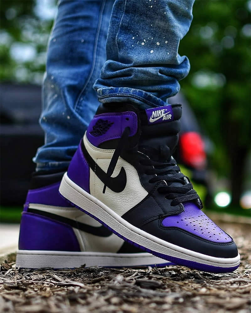 purple jordan 1 on feet