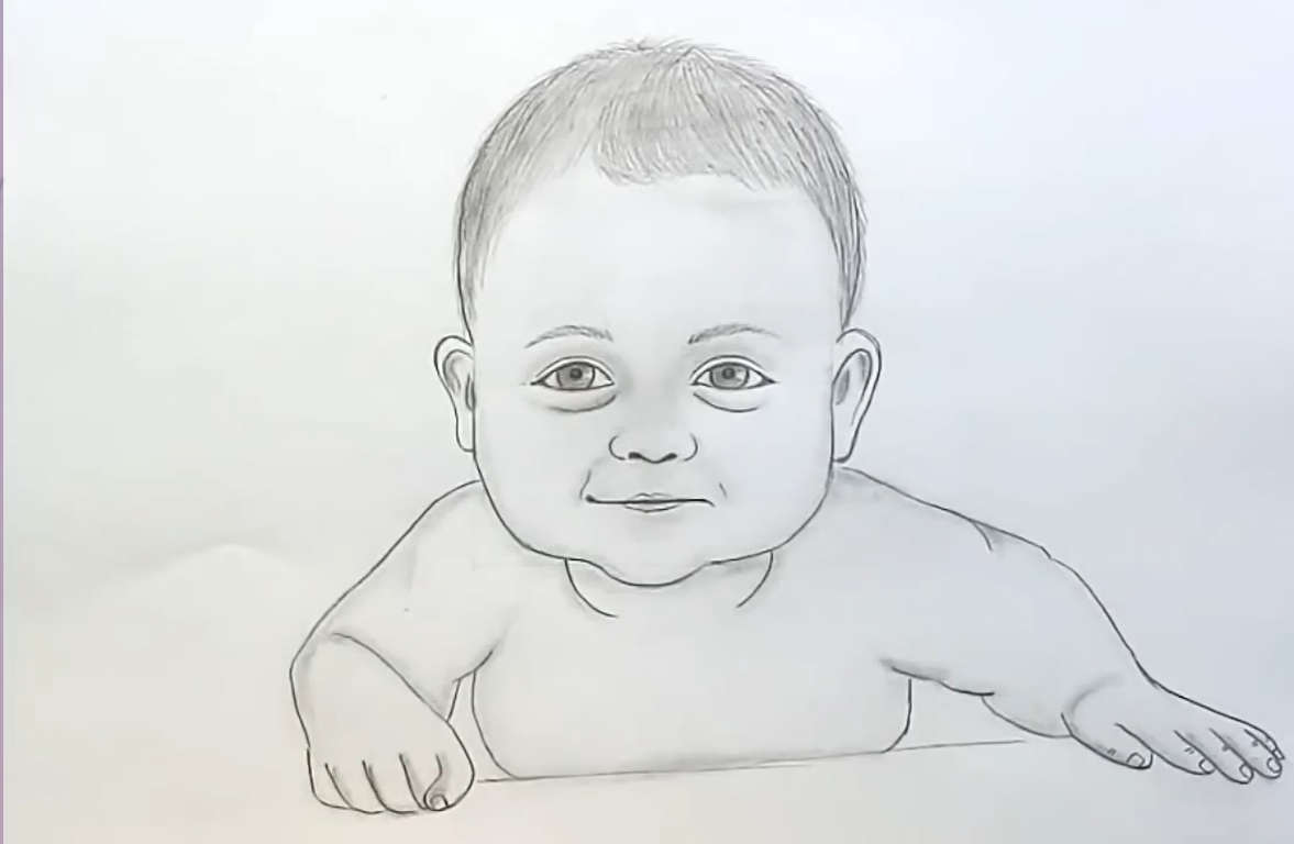 A Realistic Drawing of a Baby · Creative Fabrica
