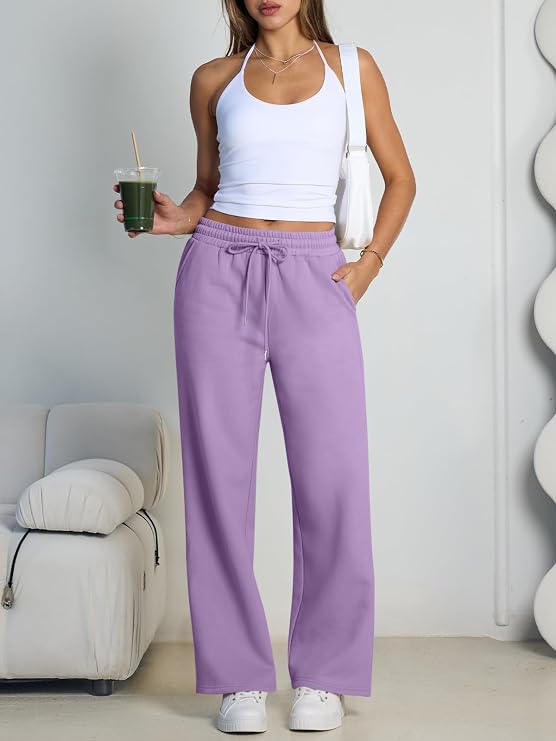 Womens Wide Leg Fleece Lined Sweatpants Winter Lounge Travel Pants Fall Fashion Outfits 2026 Clothes With Pockets.jpg