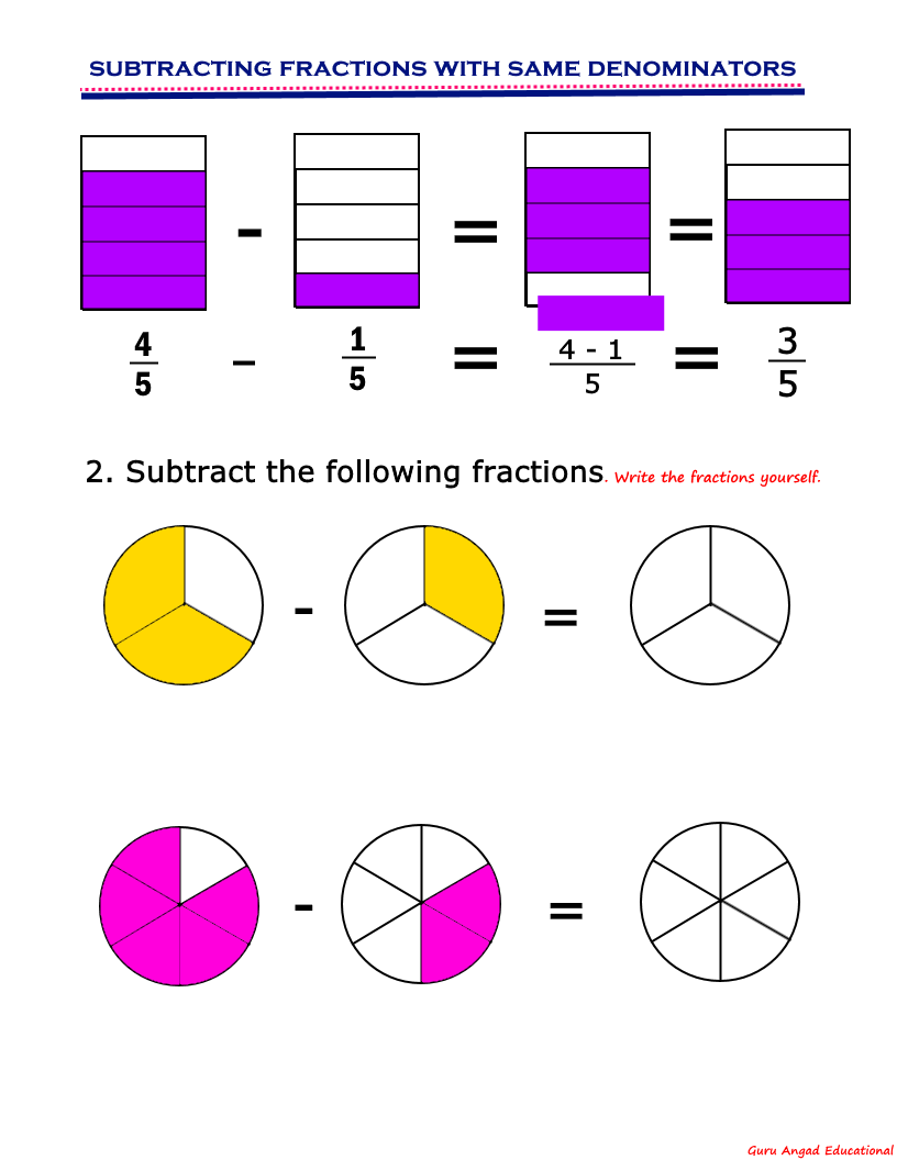 4th grade math subtracting fractions with same denominators steemit