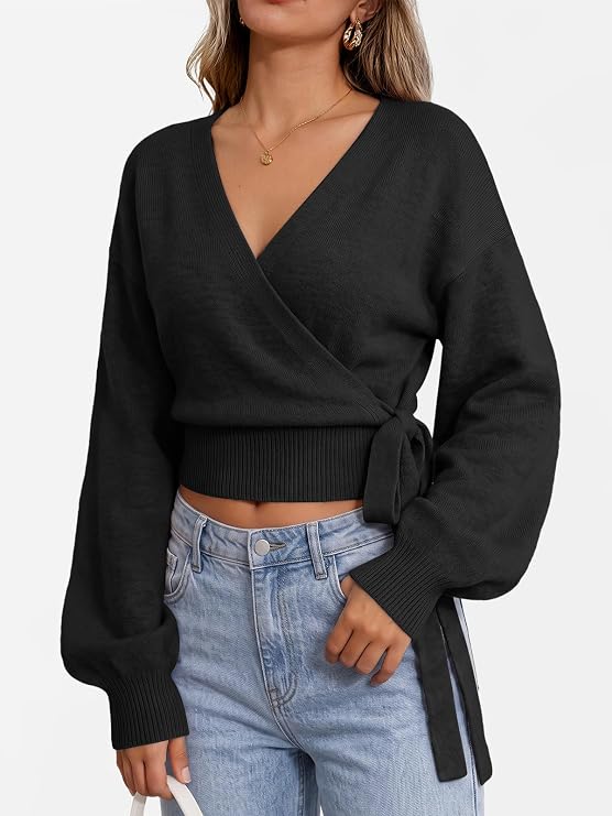 2 Womens Wrap Cropped Open Front Pullover Sweater Tops 2026.jpg