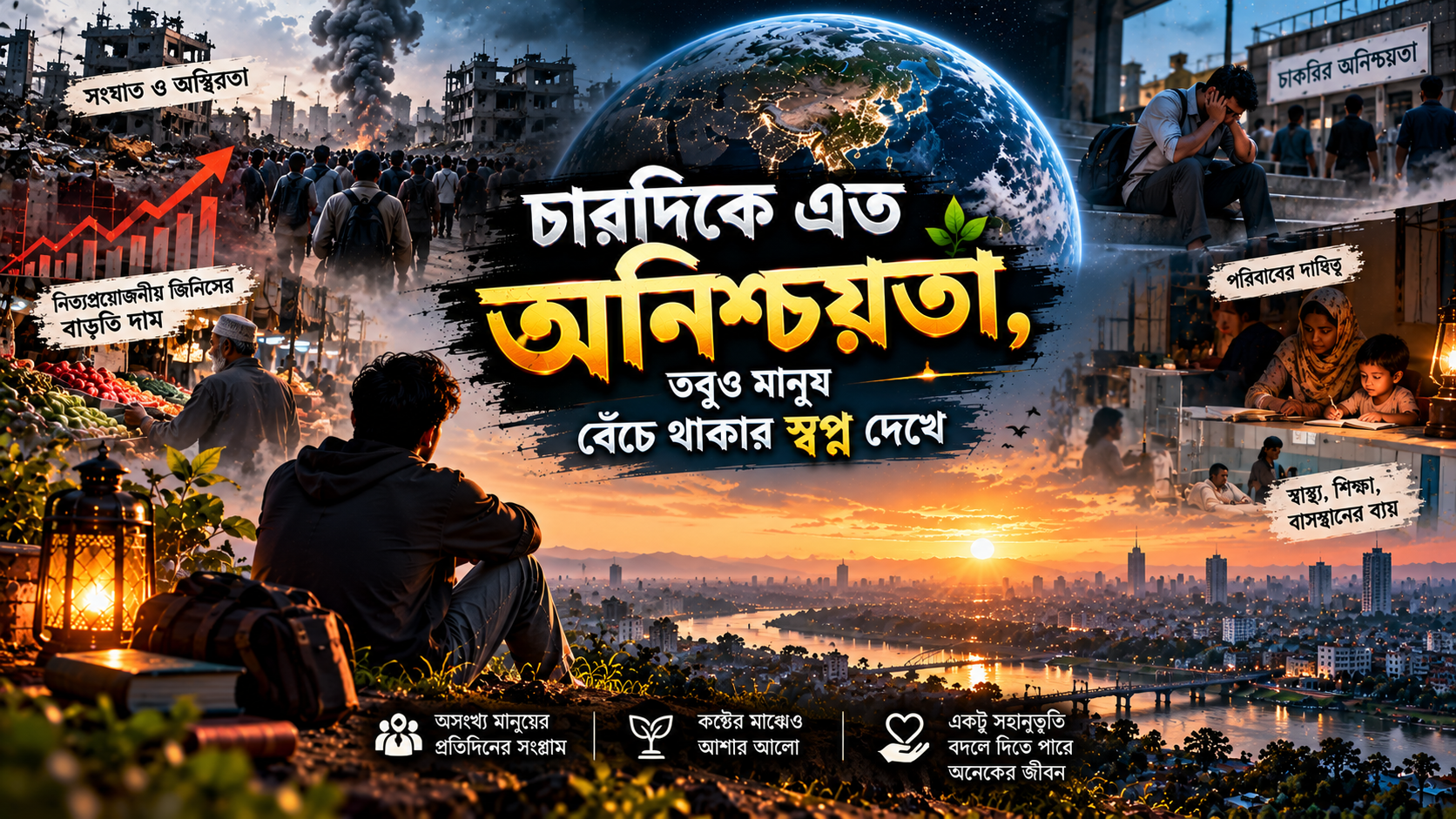 চারদিকে এত অনিশ্চয়তা, তবুও মানুষ বেঁচে থাকার স্বপ্ন দেখে